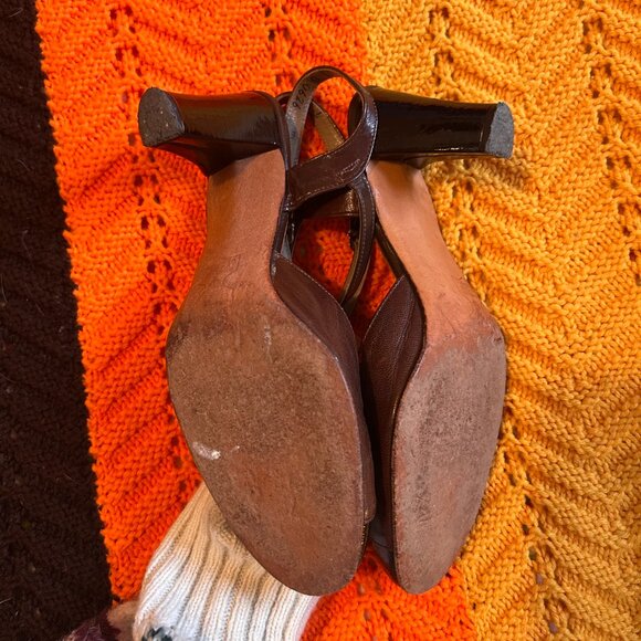 1960s MOD HANDMADE Leather sole T- Bar patchwork suede maryjane heels! - Picture 7 of 9
